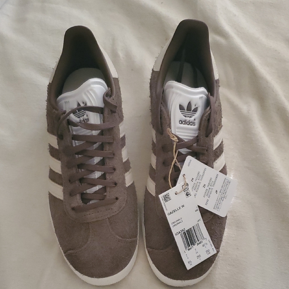 Adidas Brown Suede Sneakers with White Stripes GAZZELLE